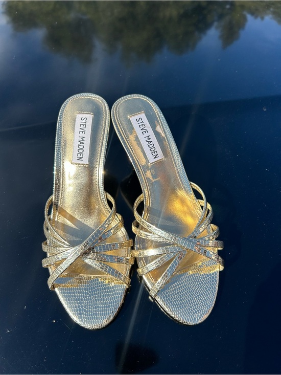 Steve Madden Shoes - Steve Madden Metallic Gold Strappy Mule Sandals